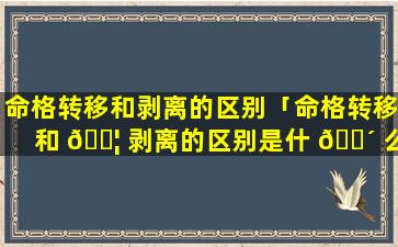 命格转移和剥离的区别「命格转移和 🐦 剥离的区别是什 🌴 么」